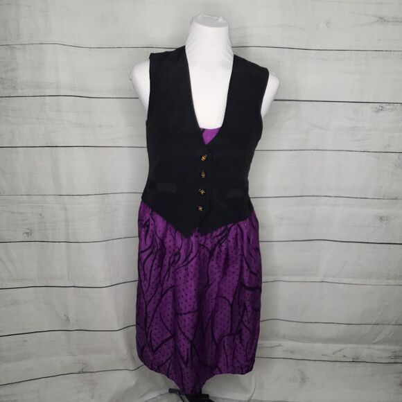 Yumi Kim silk dress black purple small - Picture 1 of 7